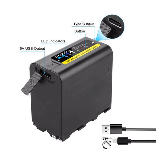 Bateria Np-f980 Exp Probty 10800mah Con Carga Usb