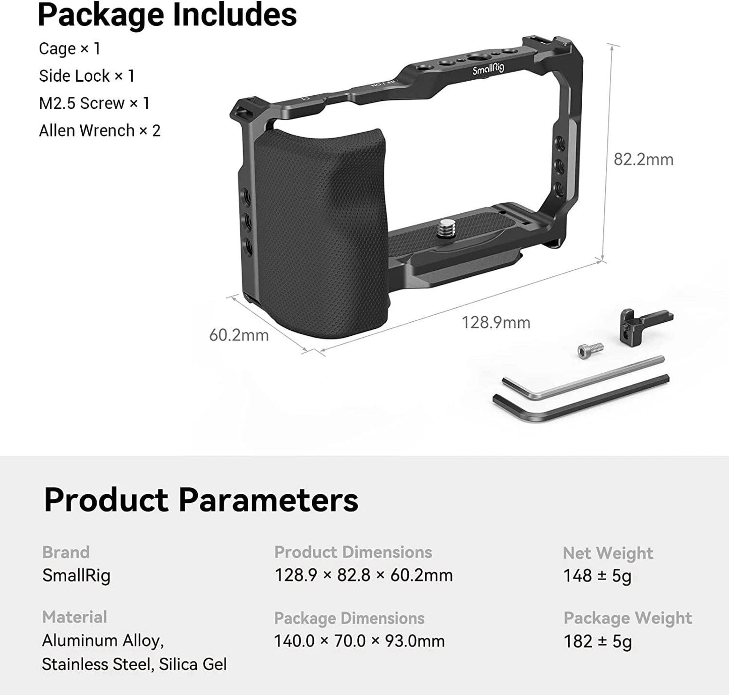 SmallRig Camera Jaula Cage with Grip Para Sony ZV-E10