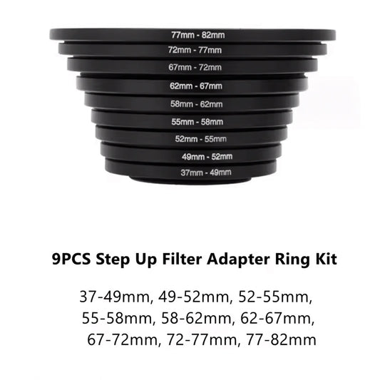 Anillos Adaptadores Extensores Filtros Camara 9pcs 37-82mm