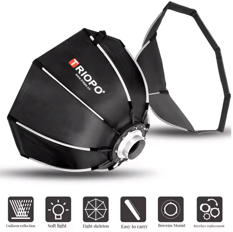 Softbox Triopo Octogonal Plegable 90" Con Grip Montura Bowens