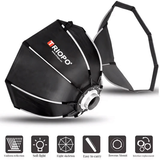 Softbox Triopo Octogonal Plegable 65" Sin Grip Montura Bowens
