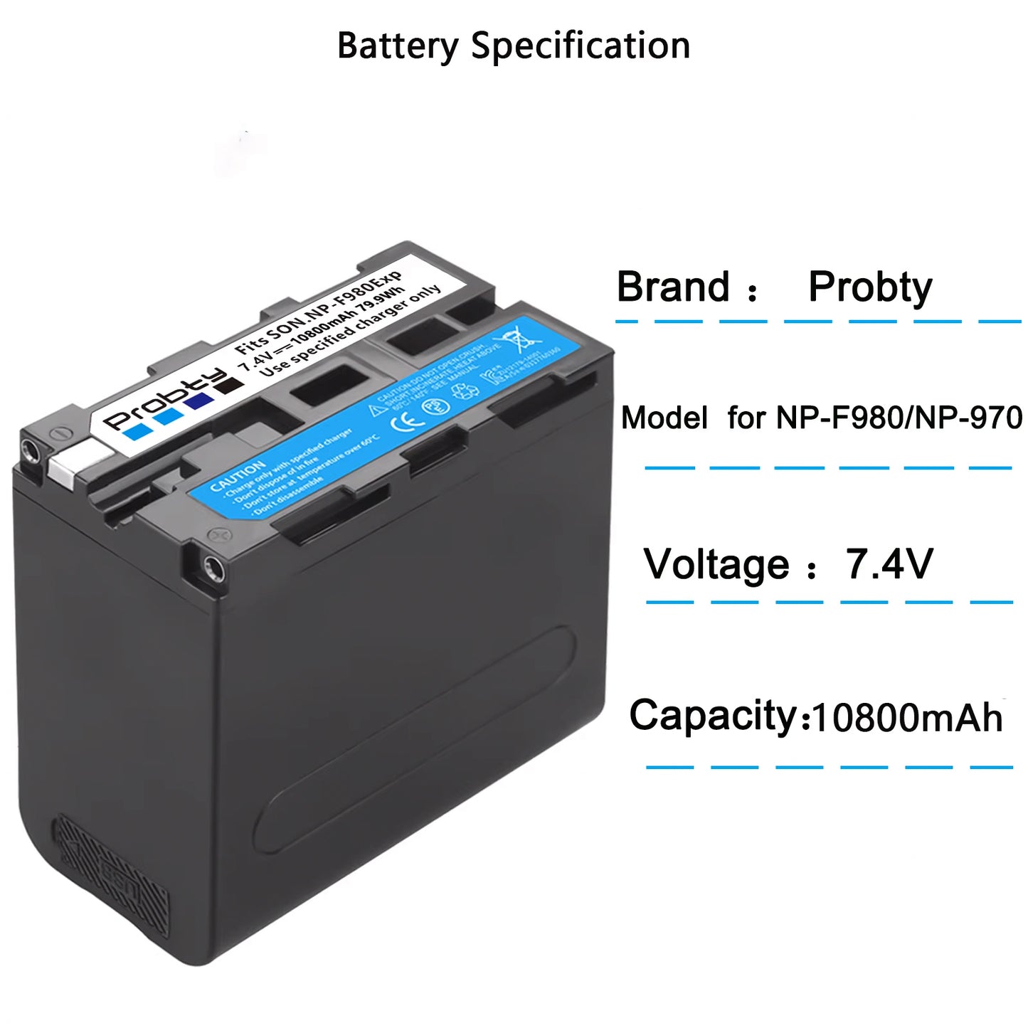 Bateria Np-f980 Exp Probty 10800mah Con Carga Usb