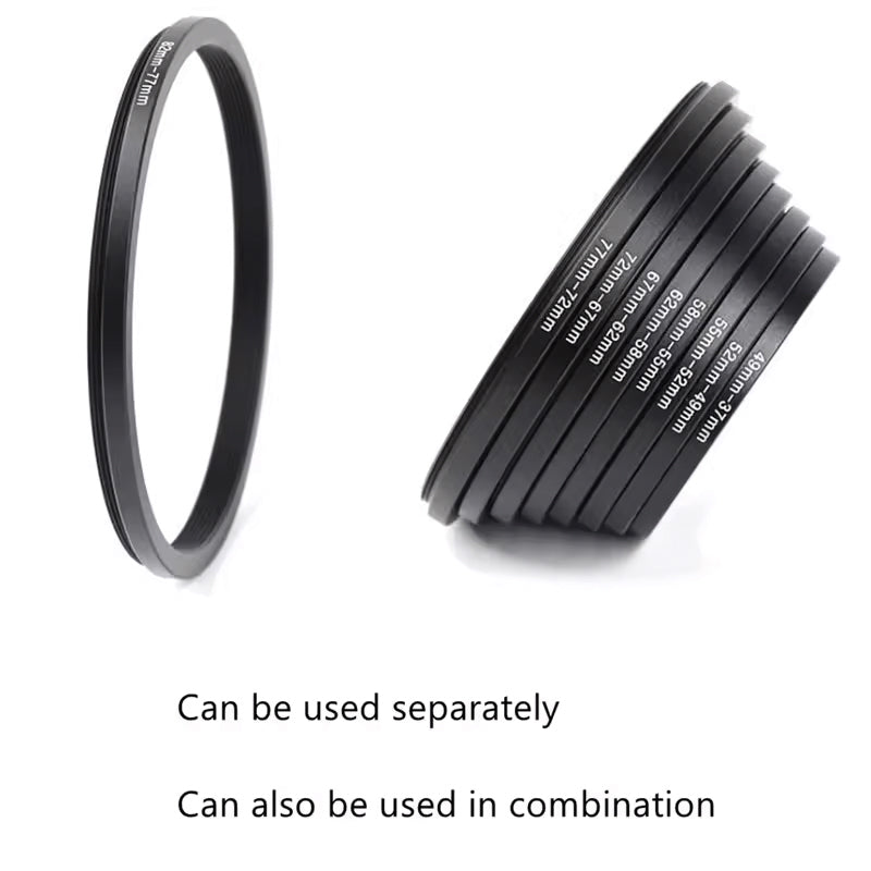 Anillos Adaptadores Extensores Filtros Camara 9pcs 37-82mm