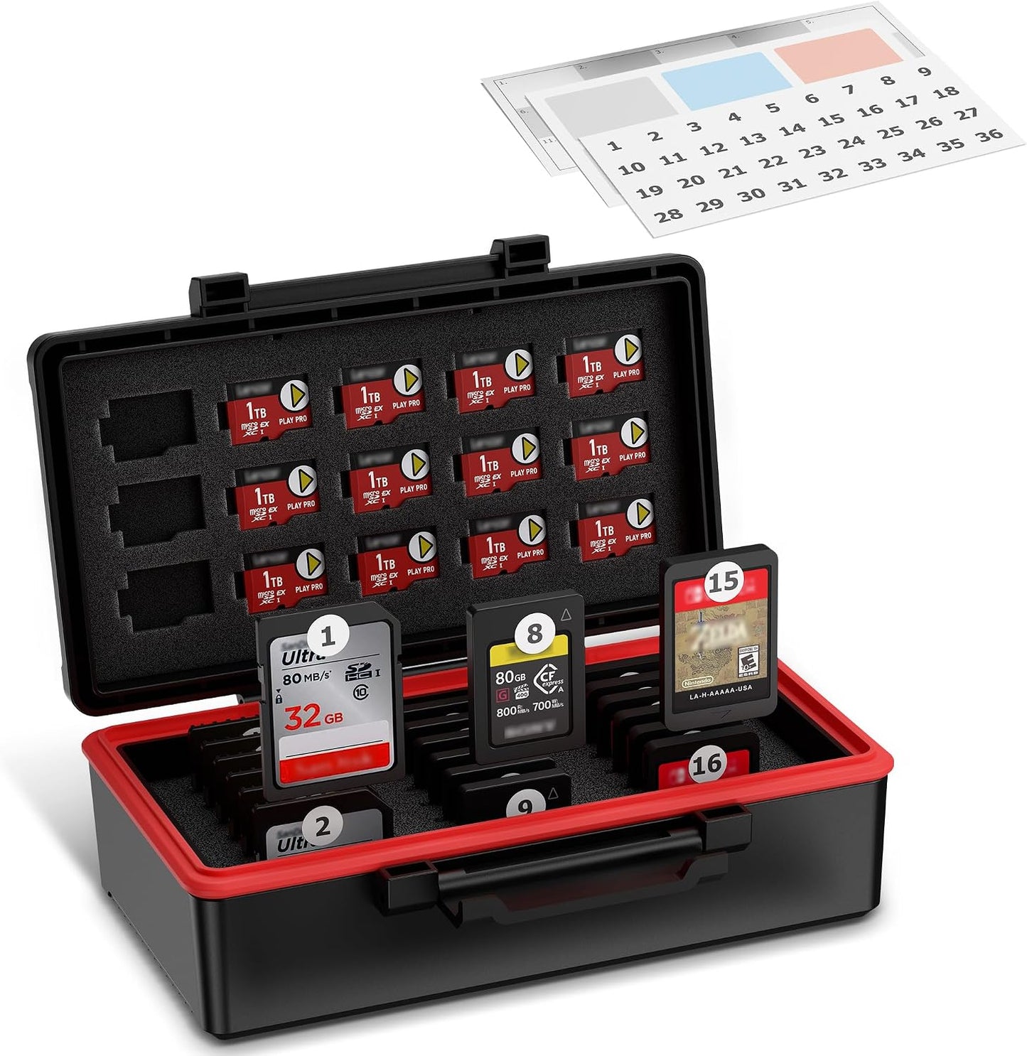 Estuche para 36 tarjetas de memoria SD y microSD