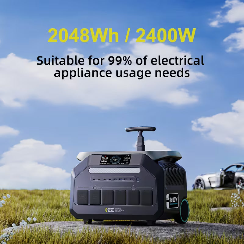 Estacion De Carga IEE  2400W 2048Wh Portable C/Solar de 1000W y Carga AC de 1800W
