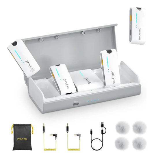 Microfono 7ryms Lavalier Kit 4 Mic 1 Rx Blancos