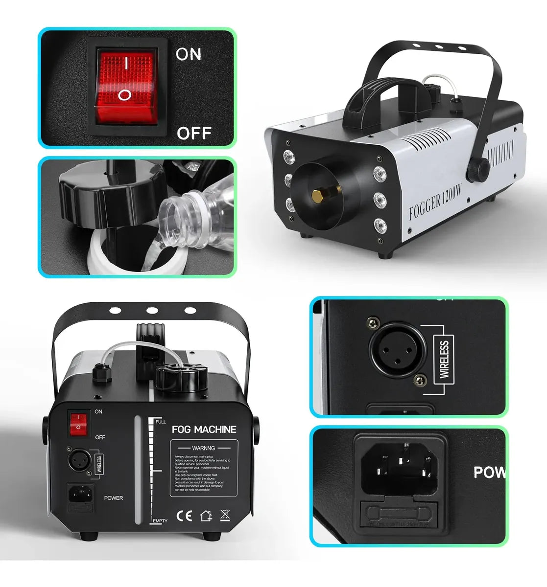 Maquina De Humo 1200w Con Led Marca Uking