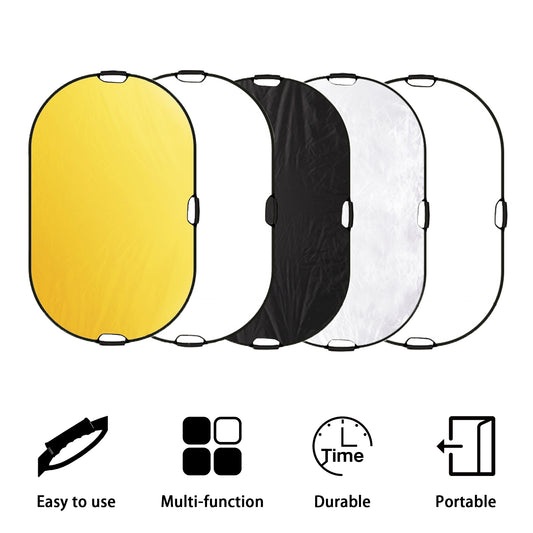 Rebotador de Luz Plegable Portátil Ovalado Selens 5 en 1 de 150x200cm
