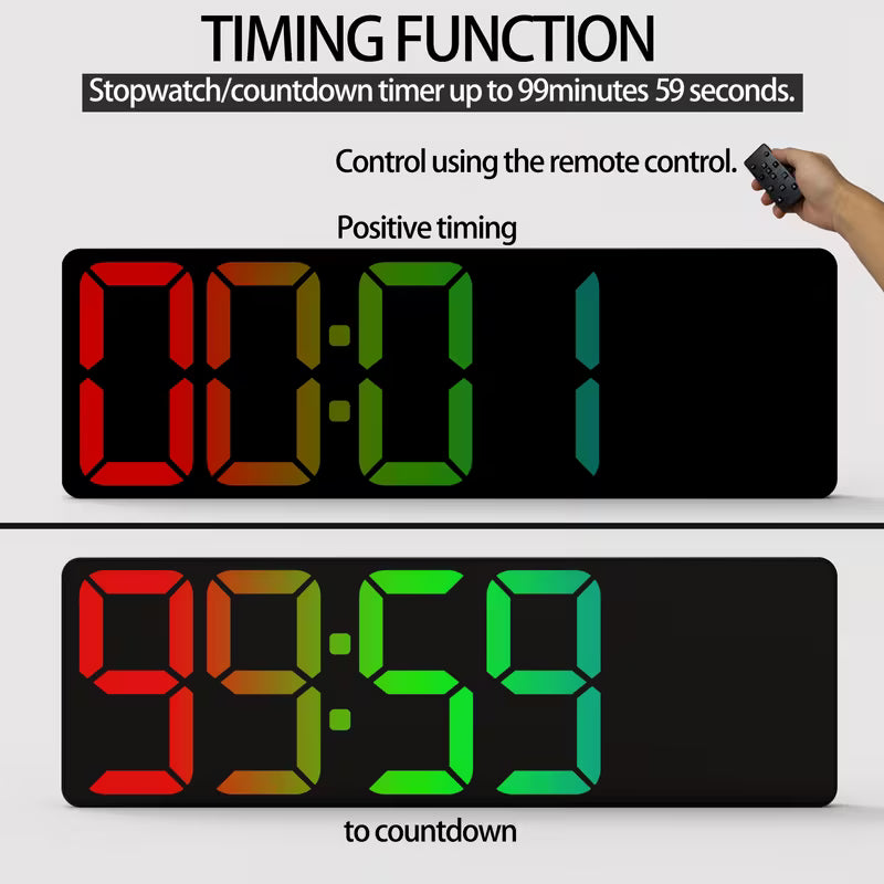 Reloj digital Grande De 40 CM Con Control Remoto Pantalla LED