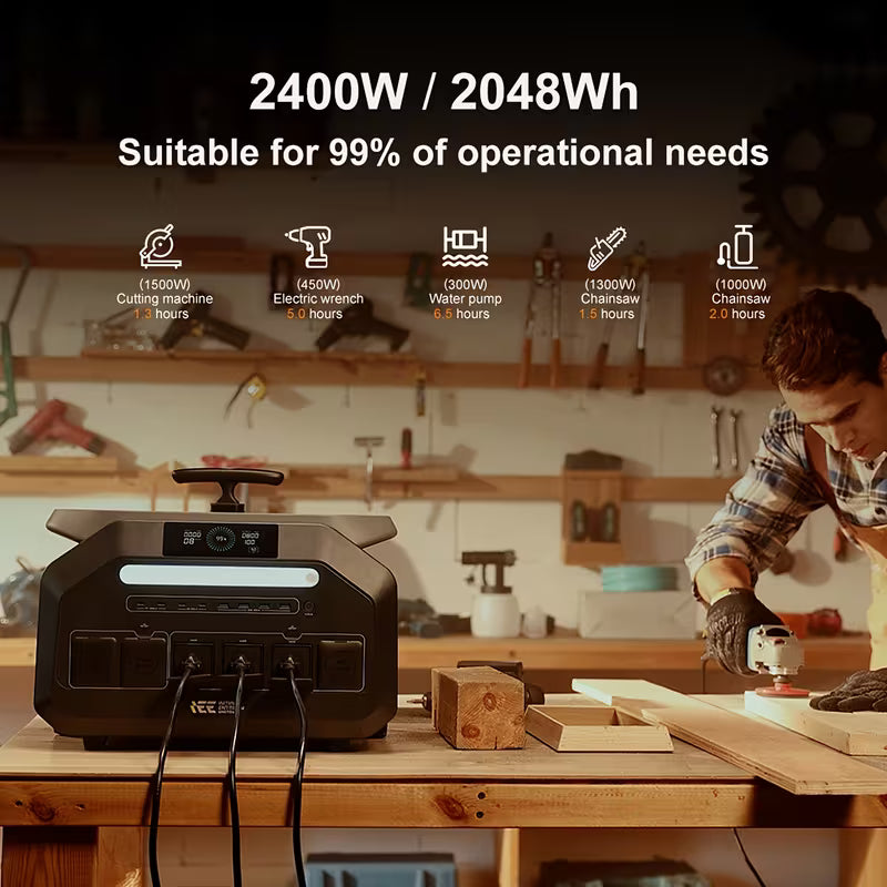 Estacion De Carga IEE  2400W 2048Wh Portable C/Solar de 1000W y Carga AC de 1800W