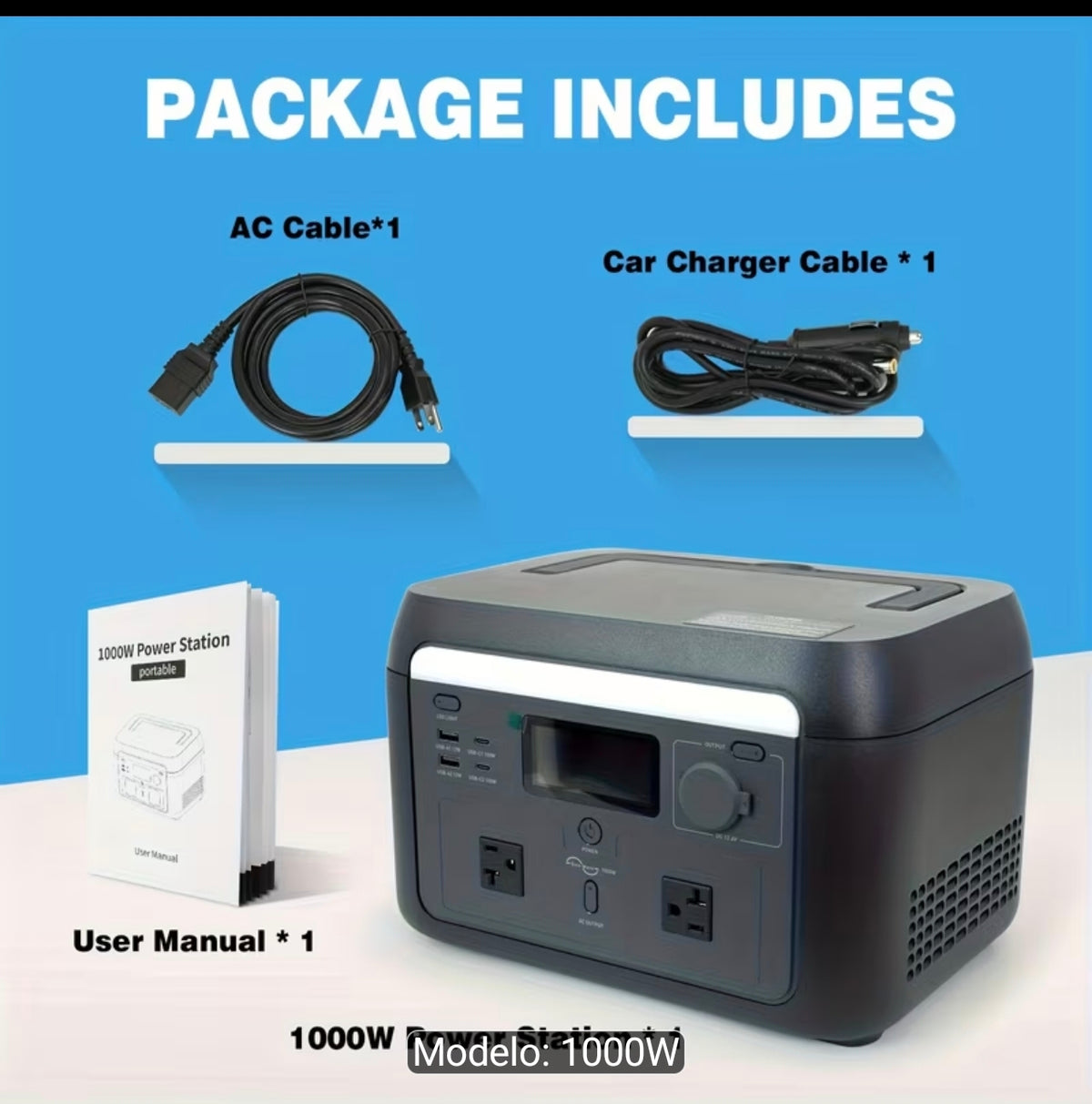 Estación De Carga 1000w Con función UPS, Batería de 614Wh