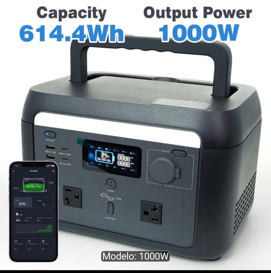 Estación De Carga 1000w Con función UPS, Batería de 614Wh