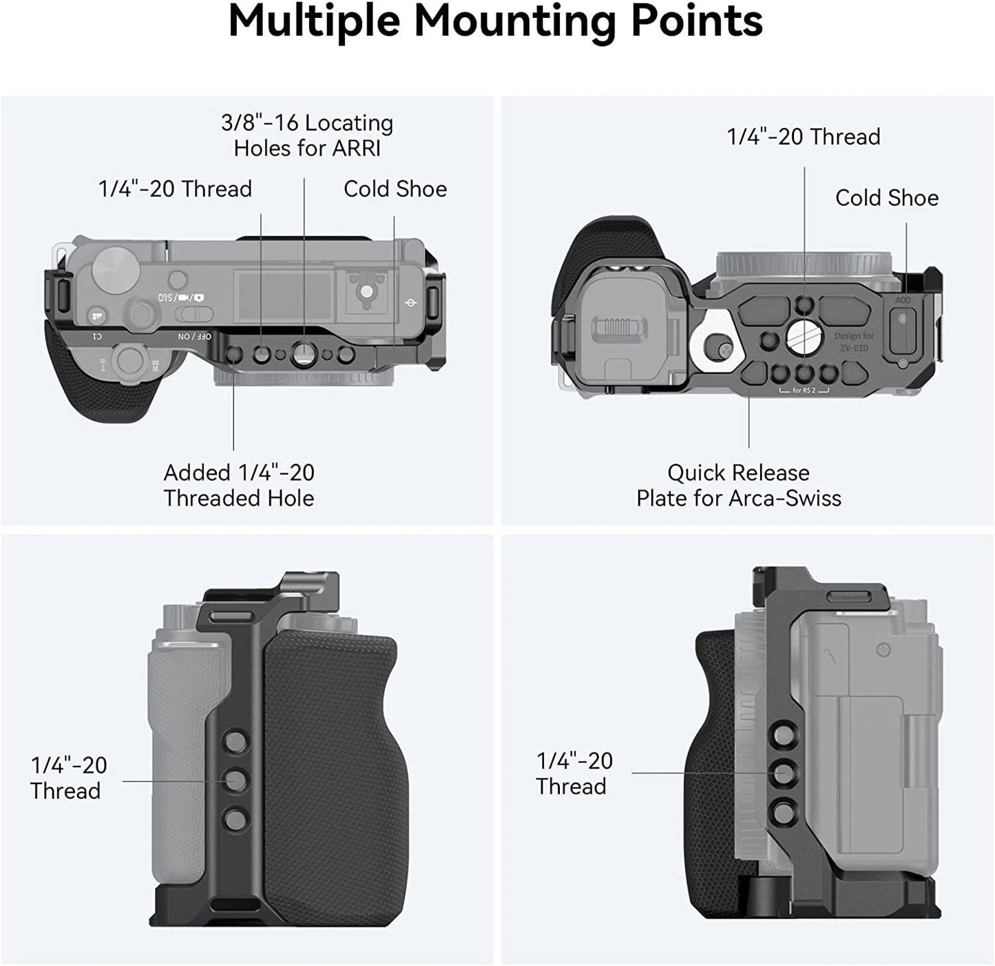 SmallRig Camera Jaula Cage with Grip Para Sony ZV-E10