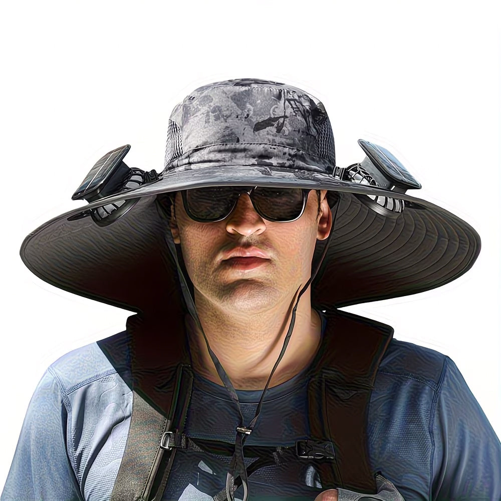 Sombrero De Pesca Con Ventilador Solar Recargable