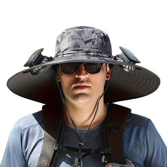 Sombrero De Pesca Con Ventilador Solar Recargable