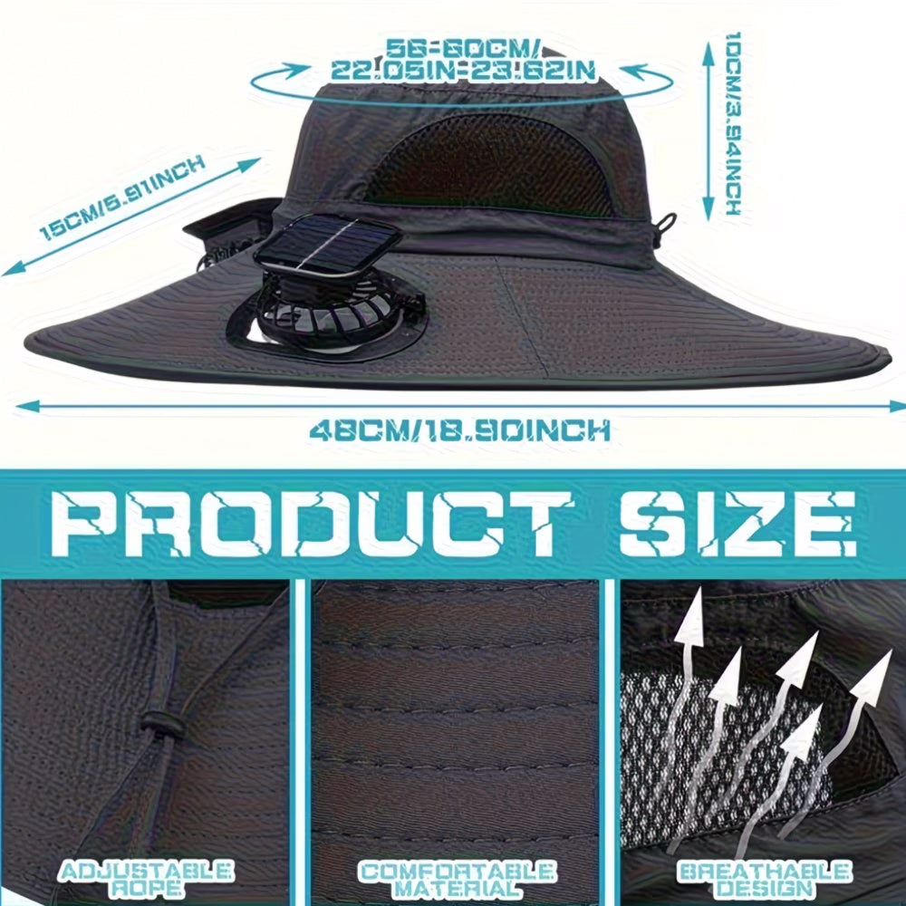 Sombrero De Pesca Con Ventilador Solar Recargable