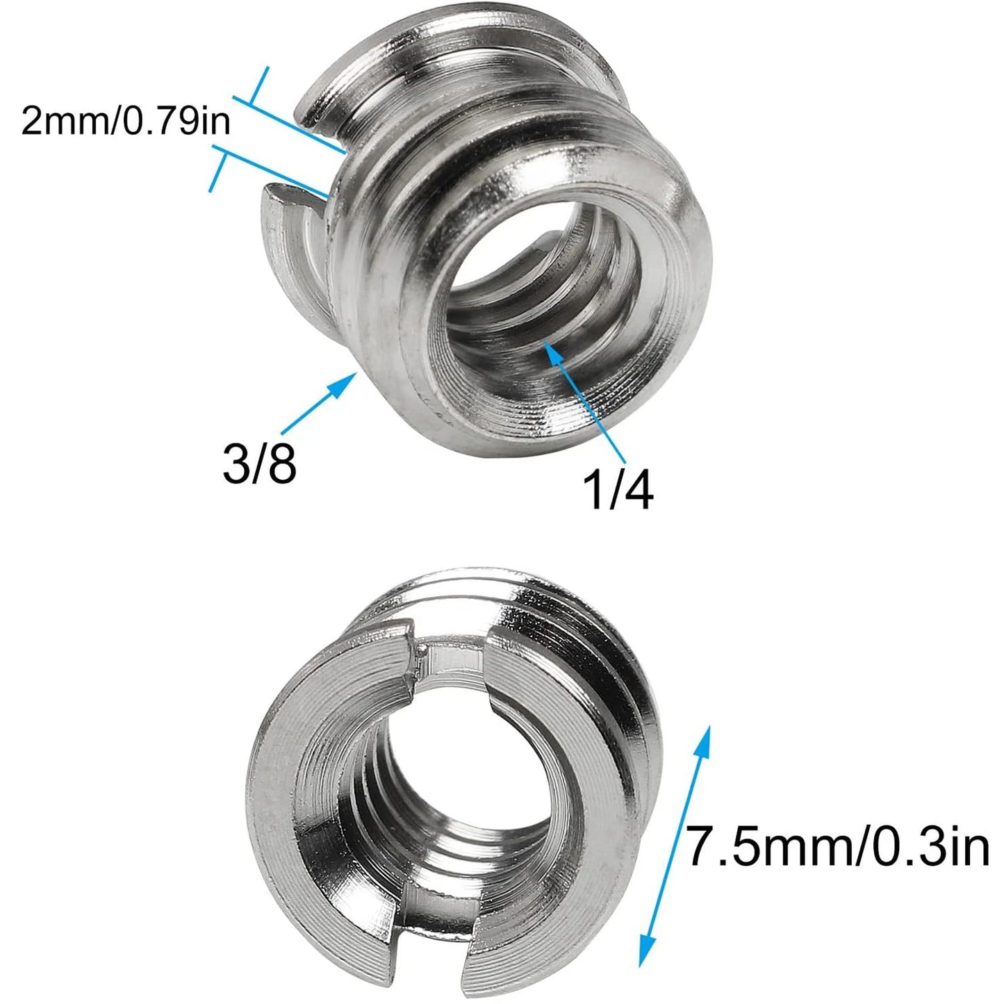 Adaptador De Rosca Metálica De 1/4 A 3/8 Para Trípode
